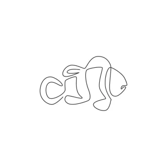 Adorable clown fish One-Line Drawing of Adorable Clown Fish: Great for Building Confidence in Beginners