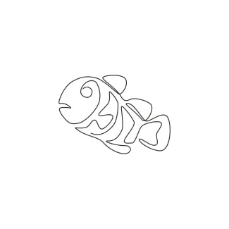 Cute clownfish Cute Clownfish One-Line Drawing: Explore Simple Shapes with a Friendly Fish