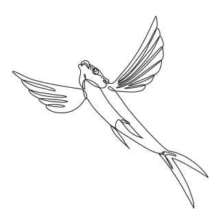 Fish Easy Fish Drawing in One Line: Great for Practicing Animal Basics and Fins