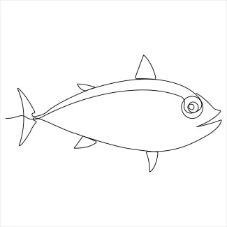 Easy One-Line Fish Drawing: Great for Practicing Basic Shapes and Flow