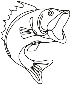 Largemouth bass jumping up Jumping Largemouth Bass in One Line: Explore Power and Height in a Simple Drawing