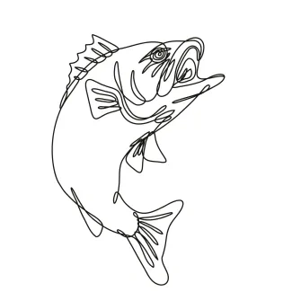 Largemouth bass jumping up Upward Bass Drawing in One Line: Learn Energy and Impact with a Jumping Shape