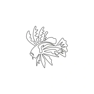 Scary Lionfish One-Line Drawing: Develop Precision in Spiky Underwater Shapes