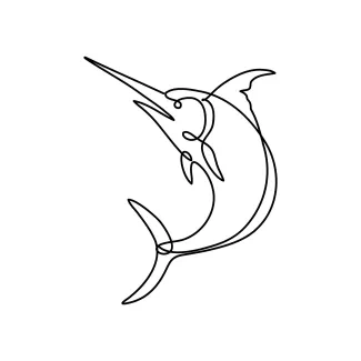 Atlantic blue marlin jumping up One-Line Marlin Jumping Drawing: Practice Speed and Form in a Strong Fish Pose