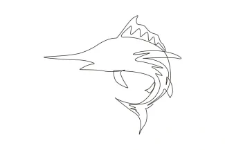 Marlin Marlin One-Line Drawing: Practice Pointed Ocean Shapes with Ease
