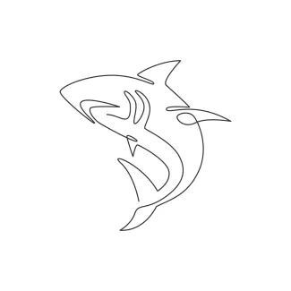 Aggressive shark Fierce Shark Drawing in One Line: Improve Shape Precision with a Powerful Sea Animal