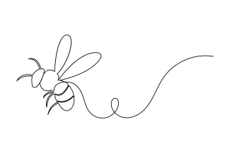 Flying Bee with Spread Wings: A Smooth One Line Practice
