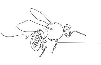 Bee Flying Flying Bee One Line Drawing to Explore Motion and Simplicity