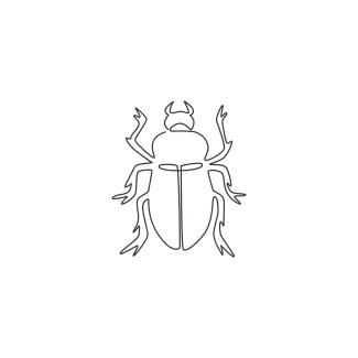 Adorable beetle One-Line Beetle Drawing for Beginners: Practice Symmetry with Simple Shapes