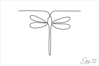 Dragonfly Dragonfly One-Line Drawing: Simple Study of Shape and Wing Spacing