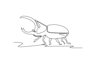 Rhinoceros Beetle in One Line: Draw Big Shapes and Learn Body Structure