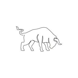One Line Elegant Buffalo Drawing: Simple Practice in Large Animal Shapes