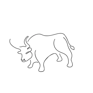 Bull One-Line Bull Drawing: Practice Strong Animal Shapes with Simple and Bold Lines