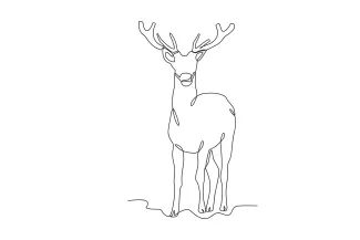 Deer Gallantly One-Line Drawing of a Gallant Deer: Practice Animal Posture with Simple Lines