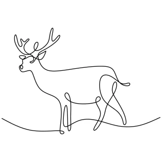 Deer Reindeer Standing One Line Reindeer Drawing: Standing Pose Practice for Simple Animal Art