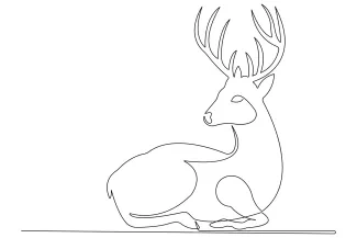 Wild Deer "Minimalist Wild Deer Sketch: A One-Line Study of Poised and Recognizable Shapes"