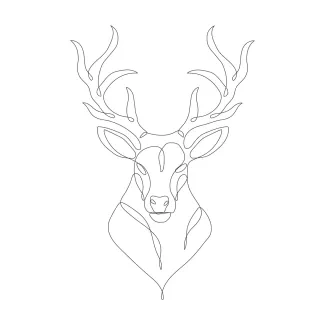 Deer Head "One-Line Deer Head Art: A Simplified Approach to Iconic Animal Features"