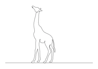 "Minimalist Giraffe Art: A One-Line Study of Tall and Striking Wildlife Figures"