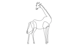 "Minimalist Giraffe Sketch: A One-Line Study of Iconic Wildlife Proportions"