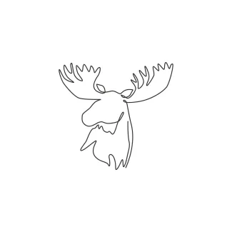 Gallant Moose Head One Line Moose Head Drawing: Study Forest Giants with a Simple Line