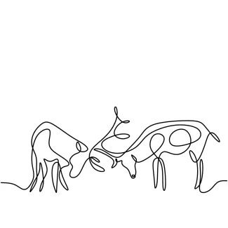 Two Reindeer One Line Two Reindeer Drawing: Practice Balance and Shape in a Simple Sketch