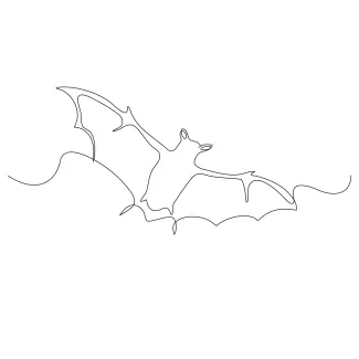 "One Line Flying Bat Illustration: Expressing Movement and Elegance with Minimalist Techniques"