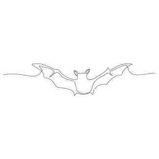 "Minimalist Flying Bat Sketch: Illustrating Motion and Mystery with One Line Art"