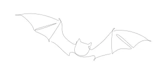 "Minimalist Halloween Bat Drawing: Illustrating a Spooky Symbol with One Continuous Line"