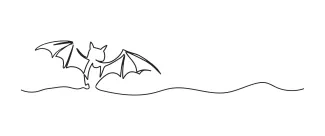"Minimalist Halloween Bat Sketch: Depicting a Classic Symbol of Mystery in One Line Art"