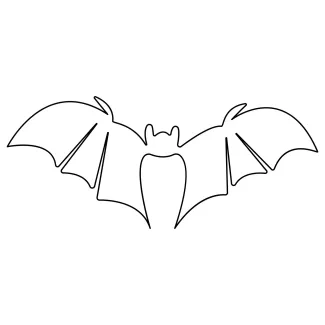 Flying Bat in Simple Line Drawing: Practice Easy Animal Shapes