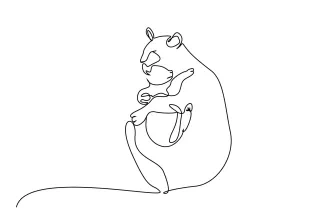 "One Line Lioness and Cub Illustration: Expressing Care and Strength with Minimalist Art"