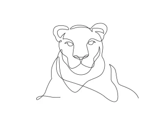 Lioness Head Lioness Head One Line Drawing: Simple Wild Cat Art for Beginners