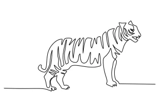 "One-Line Tiger Drawing: An Effortless Way to Illustrate Wild Strength"