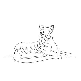 Tiger Study in One Line: Shape, Strength, and Style