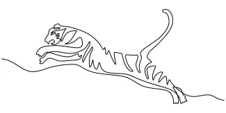 Tiger in Motion: Jumping One-Line Drawing for Learners