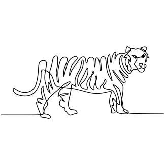 One-Line Drawing of a Walking Tiger: Learn to Show Motion Simply