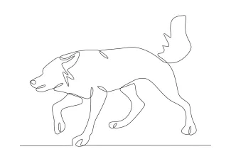Male Wolf Chasing Prey "Continuous Line Male Wolf Sprinting After Prey: A Simple Way to Draw Action"