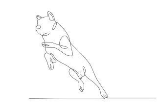 Male Wolf Jumped One Line Drawing of a Jumping Male Wolf: Learn Wild Motion with Simple Shapes