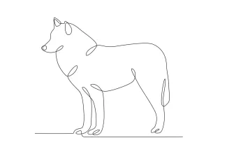 Male Wolf Standing One Line Male Wolf Standing Still: Practice Shape and Strength with Simple Drawing