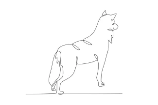 Male Wolf Targeting Prey "Continuous Line Male Wolf Tracking Prey: A Simple Drawing Exercise for Wildlife Behavior"