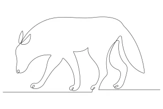 "Continuous Line Wolf Sketch: Capturing Poise and Strength with Minimalist Art"