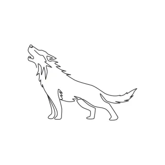 One-Line Drawing of a Hunting Wolf Head: Strong and Simple Animal Art