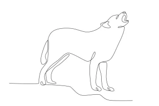 One Line Wolf Looking at Prey: Practice Focus and Hunting Shapes with Simple Drawing