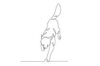 Wolf Looking Prey Jungle "Single Line Wolf Watching Prey: An Easy Way to Sketch Animal Instincts"