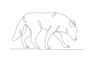 Wolf Smells Food "Continuous Line Wolf Scenting Prey: A Simple Drawing Practice for Animal Behavior"