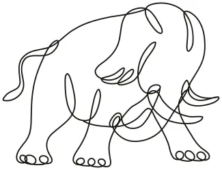 African Elephant Charging Charging African Elephant One-Line Art: Practice Action Poses with Simplicity