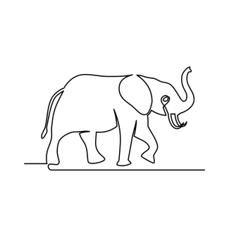 Elephant Animal "Minimalist Elephant Animal Drawing: A One-Line Study of Gentle Wildlife Figures"