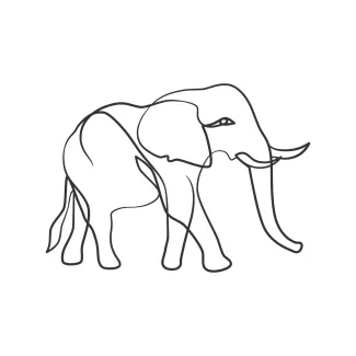 Elephant "Minimalist Elephant Illustration: A One-Line Study of Strength and Wildlife Proportions"