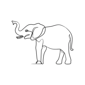 Elephant "One-Line Elephant Sketch: A Minimalist Approach to Iconic Animal Forms"