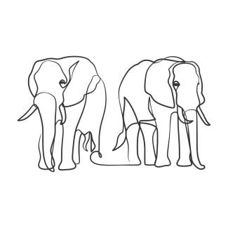 Elephant "One-Line Elephant Art: A Minimalist Study of Strength and Grace"